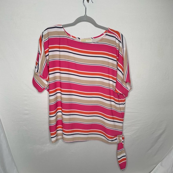 MICHAEL Michael Kors Tops - Michael Kors Multicolored Striped Tie Hem Blouse Size S
